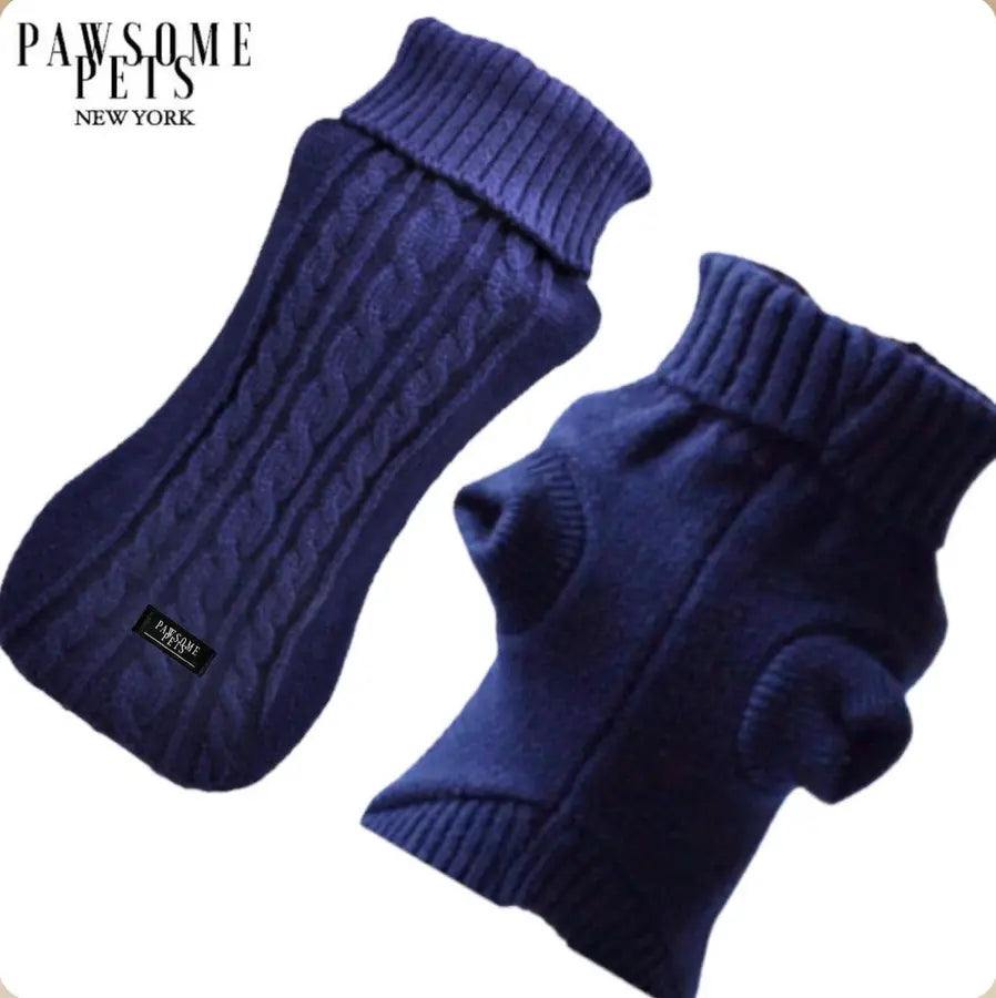 Navy cable knit dog sweater concept for Sails & Tails